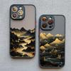 INS Mountain River Landscape Sunset Phone Case For iPhone 11 12 13 14 15 16 Pro Max Plus Mini XR X XS 7 8 Plus  Shockproof Cover