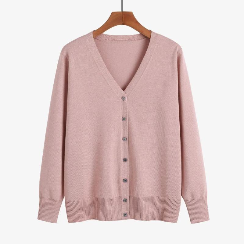 2023 Autumn Office Sweater Knitwear Casual V-neck Long Sleeve Cardigan Versatile Solid Button Knitted Cardigans Outwear 29625