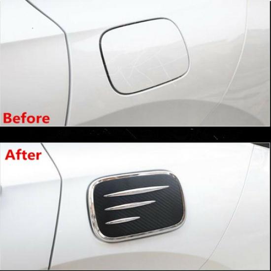 Chrom+Carbon Fiber Gas Oil Fuel Tank Cap Cover Trim For Honda CR-V CRV 2017-2022