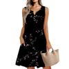 Women's Summer Casual V-Neck Floral Button Dress With Pockets
