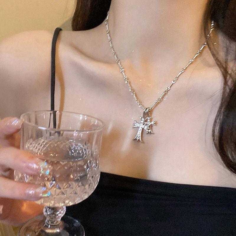 Long non-fading cross necklace hip-hop men's trendy sweater chain niche design sweater chain women's design