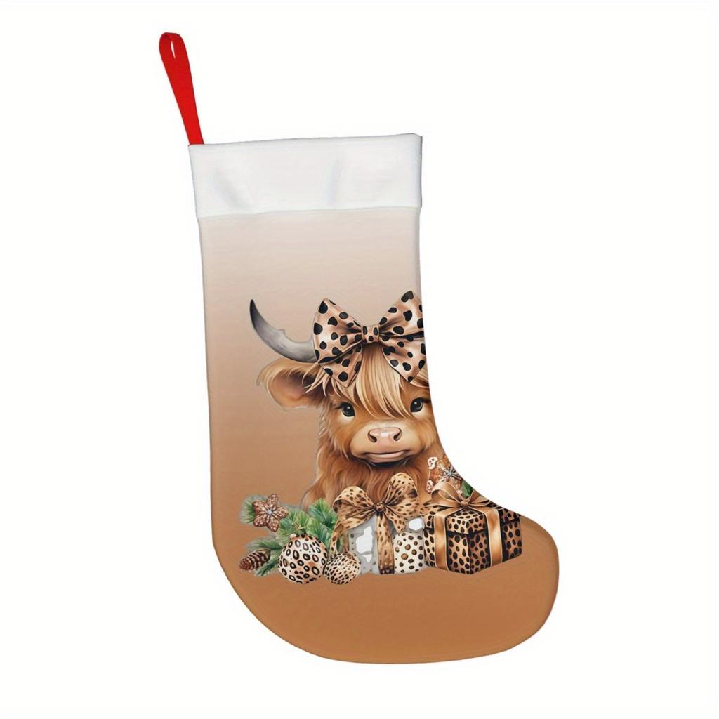 Christmas decoration fireplace hanging stocking1pc Christmas Single Pack, Cattle Christmas Socks,Decoration Su