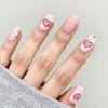24 pieces of new Valentine's Day manicure, sweet and cute matte pink love polka dots, medium and long wearing armor