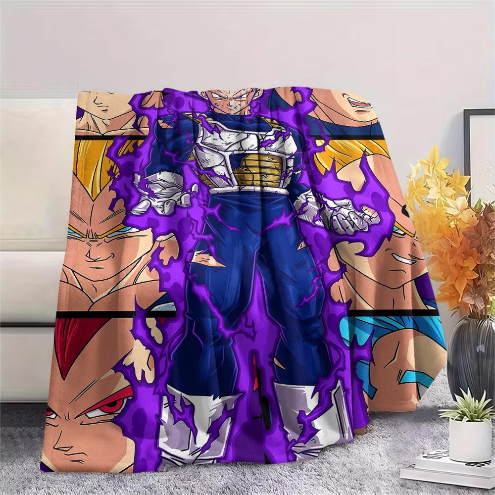 Vegeta Dragon Ball Pattern Flannel Blanket, High Quality Comfortable for All Seasons, Home Decor, Warmth and Comfort, Perfect for Gifts.