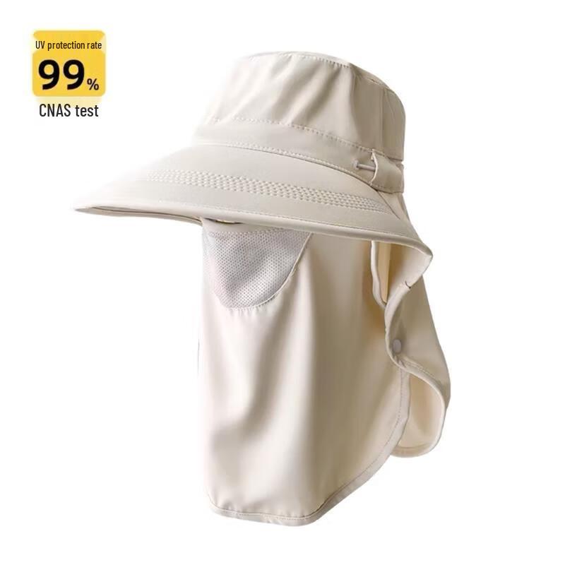 Breathable Sun Protection Hat with Neck Flap and Removable Mask