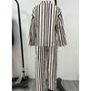 Women's Striped Print Two-piece Outfit, Fall Winter European American Style Clothing Set for Crossborder