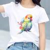 Bright Watercolor Rainbow Parrot Graphic Tee Kids Pure Cotton Crew Neck Print T Shirt Short Sleeve Muticolor Tops Boys Girls