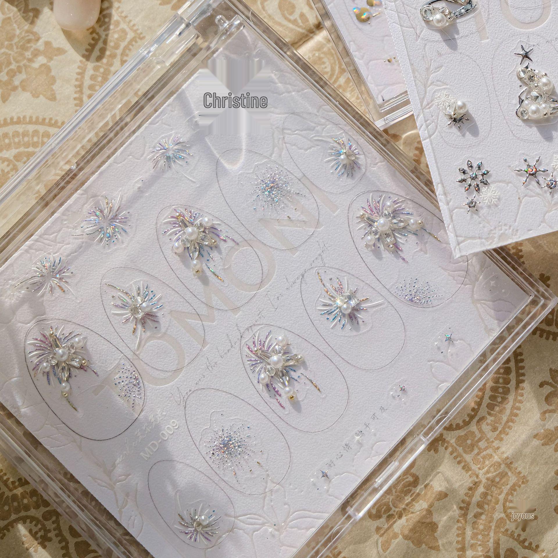 

Tomoni Luxurious Christmas Fireworks Nail Art: Round Arc Rhinestone Ornaments