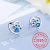 Sweet Shiny White CZ Heart Pierced Earrings for Girls  Sterling Silver Cute Pet Paw Prints Jewelry Daily Party Jewelry