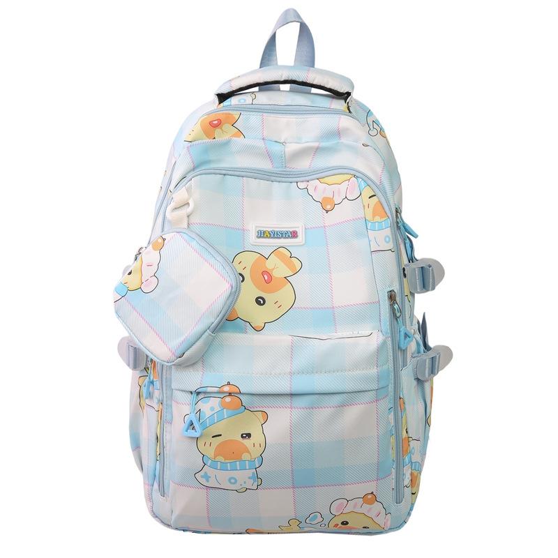 Children's Schoolbag Women's Cartoon Printed Large Capacity Backpack with Coin Purse