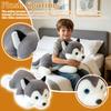 Plüsch Husky Hund Kissen Weiches Kuscheltier Spielzeug Liegendes Design Dekoration Plüschtier für Kinder und Erwachsene