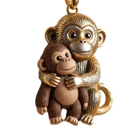 Punch The Monkey Halskette Niedlicher Baby-Makake Orang-Utan Anhänger Halskette Damen Herren Schmuck Tasche Umarmung Geschenk für Freunde Geliebte