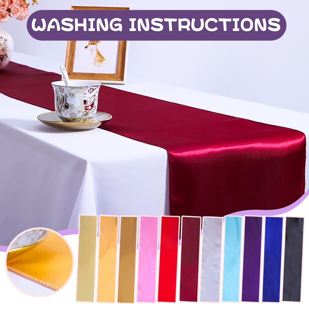 Satin Table Runner,Table Runners for Wedding, Birthday Parties, Banquets Decorations 12 108 inches