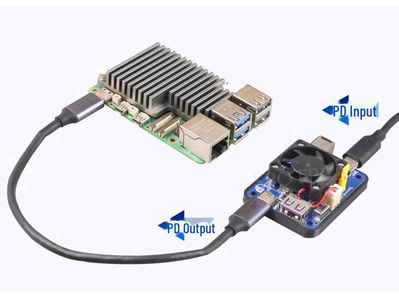 Raspberry Pi 5 Power Module, 5V 5A, 27W, Dual Input/Output, PD Induction, Wide Voltage, USB & DC for Jetson