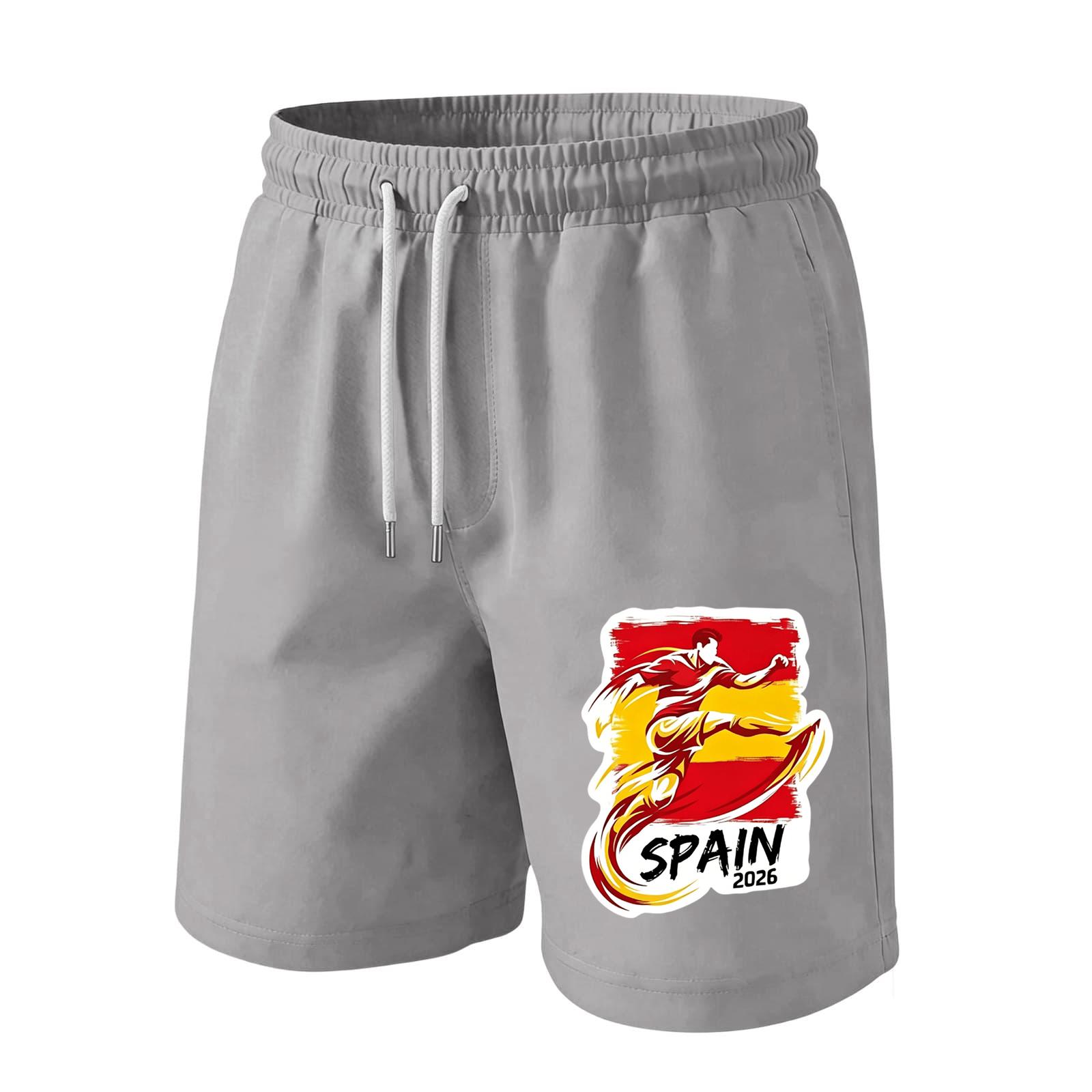 Men s Drawstring Waist Casual Shorts with Flag Inspired Print Comfortable Fit for Sports and Activities M