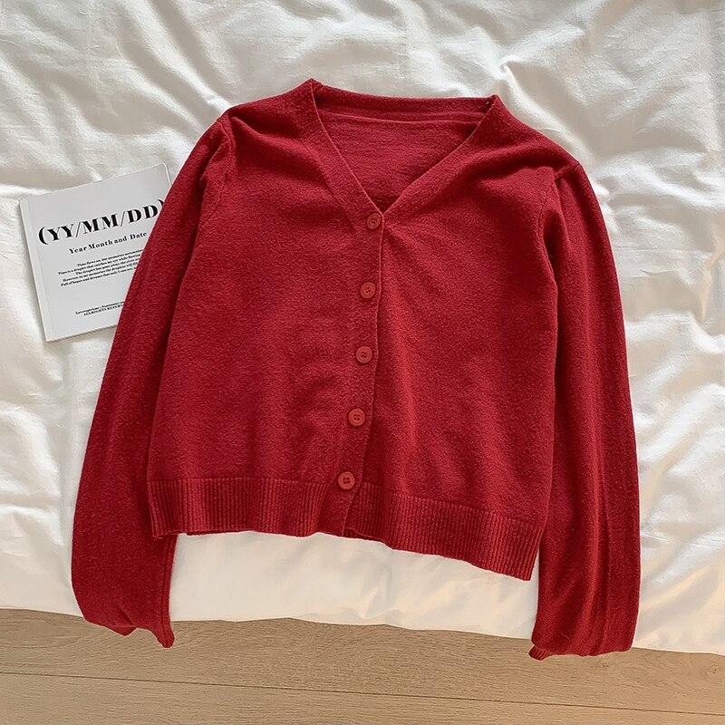 Autumn Fashion Vintage Sweater Winter Knit Cardigan For Women Tops V Neck Long Sleeve Coat Sweater Women Jacket 28673