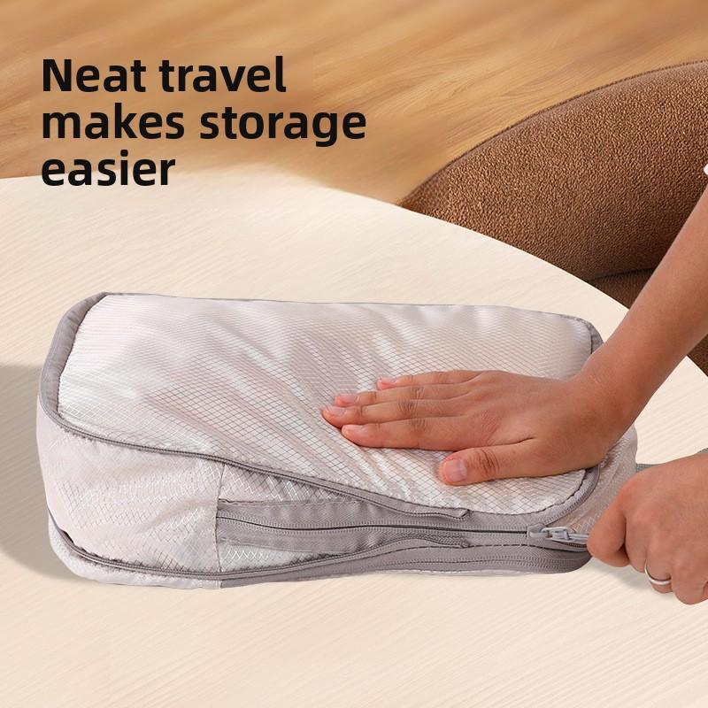 4Pcs Waterproof Compression Storage Bags Set - Mesh Nylon Organizers for Travel, Camping & Home Closet Luggage Packing Cubes