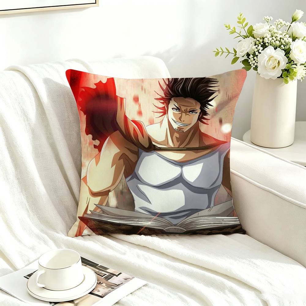 Black C-Clover Yami Sukehiro Square Double-Sided printed Pillow Case Bedroom Bedside Pillow Sofa Cushion Cover