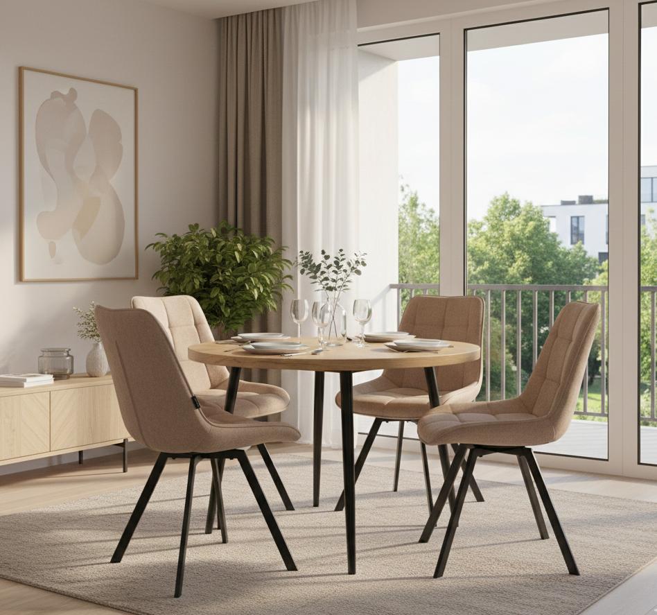 PANKO 2 Upholstered Swivel Chair, Light Beige Fabric