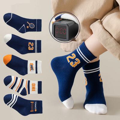 5 paia di calzini per bambini e ragazzi, serie tennis, per bambini, sportivi, per studenti, primaverili, autunnali, in morbido cotone, per bambini piccoli