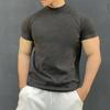 T-shirt Fitness da Uomo Slim Fit Collo Alto Manica Corta Maglia Intima Palestra Fitness Tee Casual
