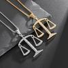 European and American Hip Hop Rap Fashion Accessories Mens Diamond Inlaid Balance Scale Pendant Necklace