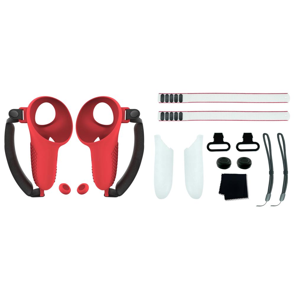 

uk* 1 Pair Silicone Non-Slip Controller Grips Cover for Meta Quest 3 VR(Red)