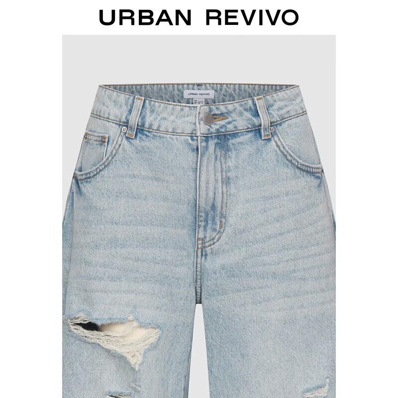 UR2026 Spring Gradient Ripped Wide-Leg Jeans