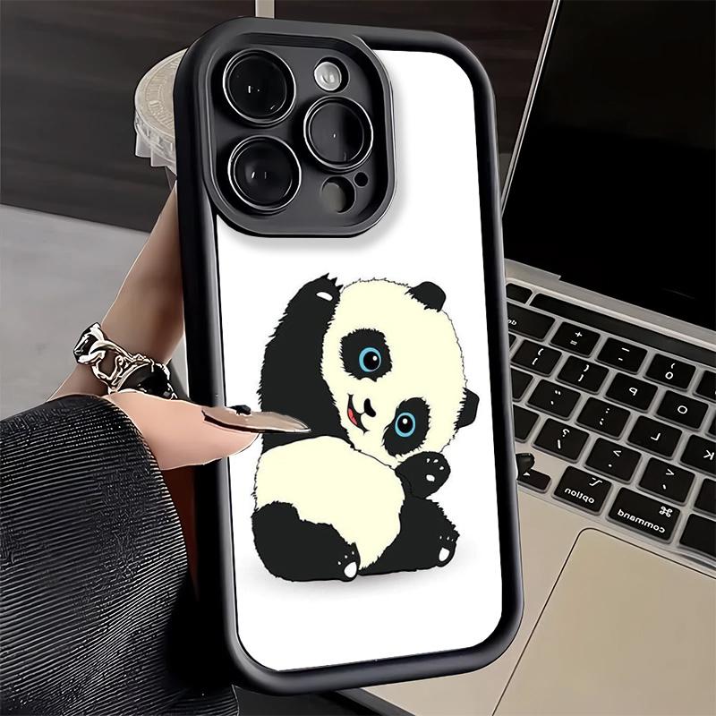 Phone Case for iPhone 17 Air 16E 15 16 Pro Max Cute Cartoon Panda Cover 14 Plus 13 12 Mini Soft Shell Silicone Fundas