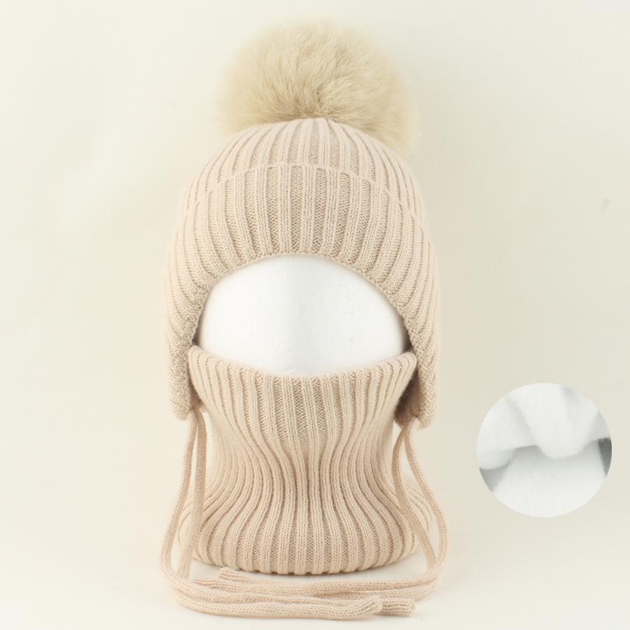 Kids Winter Warm Knitted Set Pom‑pom Hat Scarf Gloves 3‑Pcs Set Or Single Beanie Hat Windproof Ear Protection For Boys Girls Cold Weather Outdoor