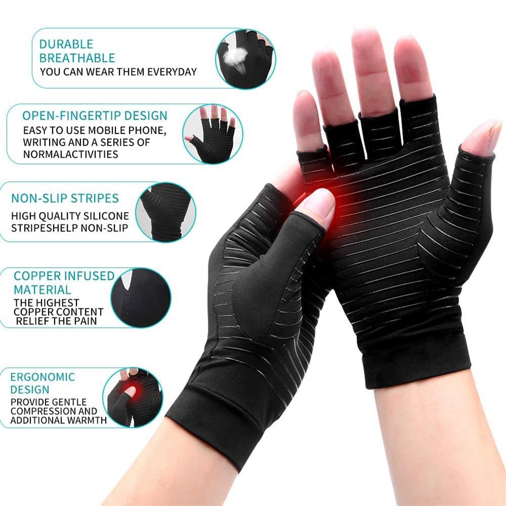 Copper Arthritis Gloves Pain Relief Swelling Fingerless Compression For Rheumatoid Arthritis Computer Typing Joint Support