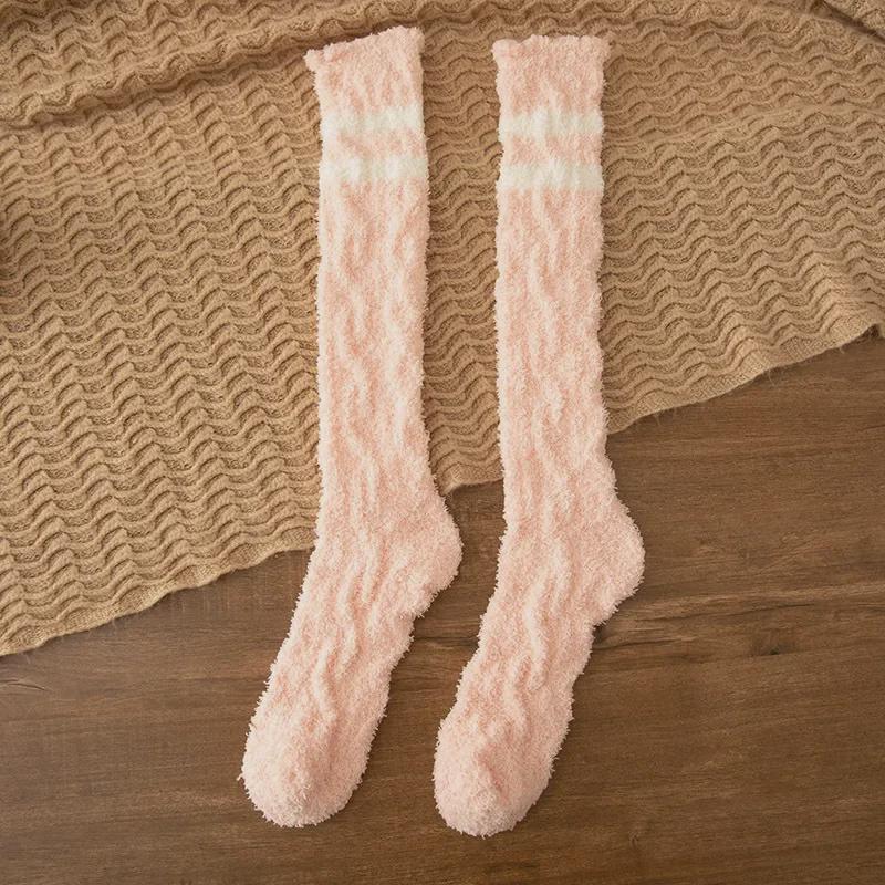 Women's Winter Coral Fleece Calf Socks - Warm, Velvet, Thickened High-Tube for Sleeping