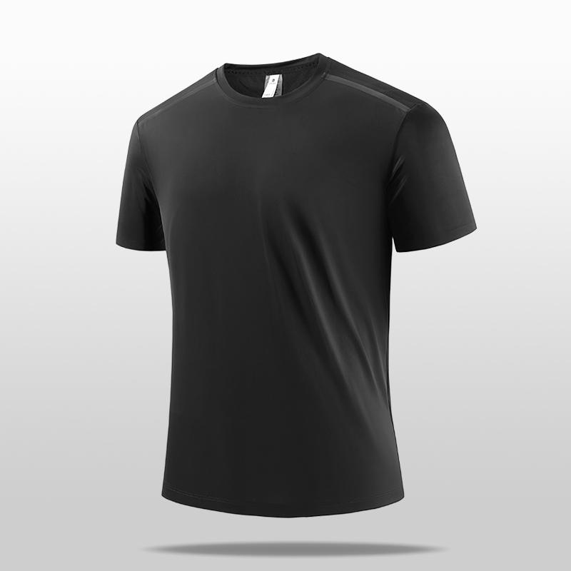 Men s Ice Silk T-shirt Short Sleeve Quick-drying T-shirt Short Sleeve Ice Silk Elastic Splicing Short Sleeve 2XL чёрный