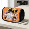 1pc Portable Flip-Top Halloween Themed Pencil Case with Double-Layer Zipper, Cute Ghost Pumpkin Bloom Orange Design, Large Capacity Thickened Oxford M