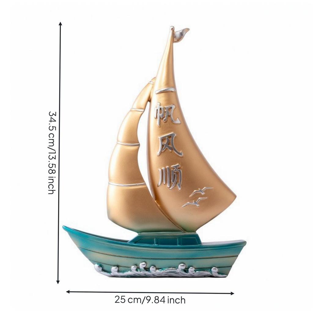 Decorative Sailing Ship Ornament | Nautical, Resin Sailboat Sculpture, for Entryway Table S