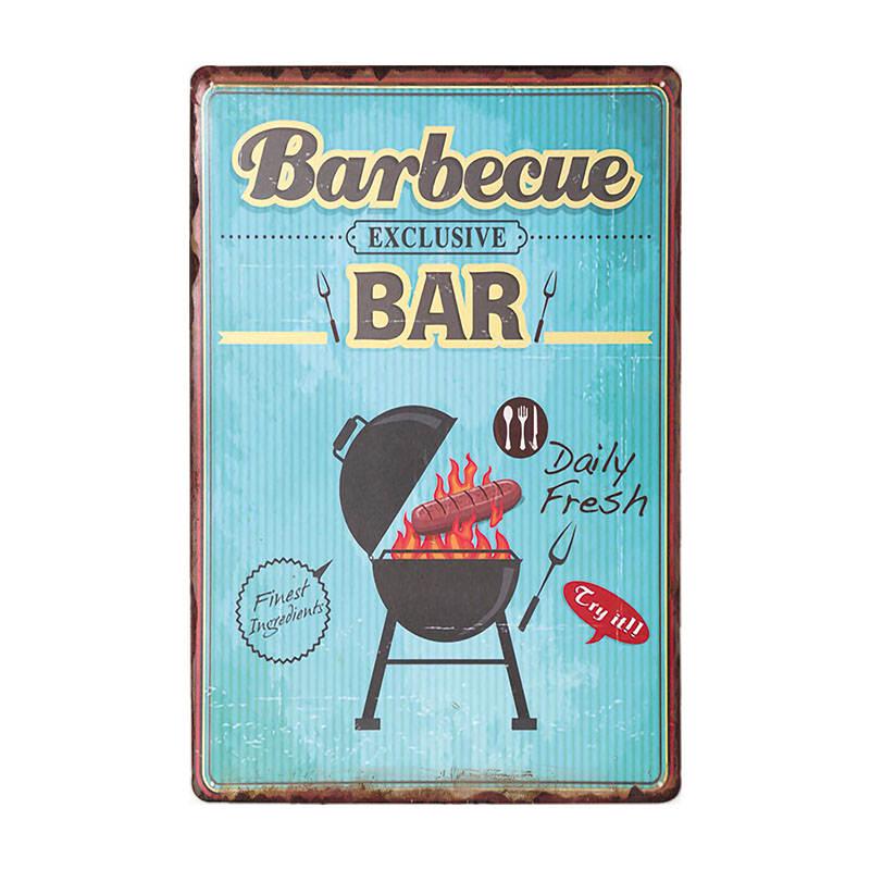 ZONA BARBECUE DEL PAPÀ Targa Retro Segni di Latta in Metallo Pub Cucina Casa Griglia Decorazione da Parete Vintage 20X30CM