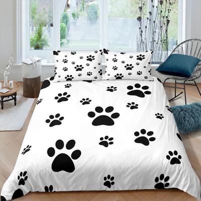 Home Living Luxury 3D Dog Paw Print Bedding Set Bone Duvet Cover Pillowcase Queen and King EU/US/AU/UK Size Comforter Bedding