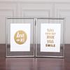 Foldable 3/2 Panel Gold Plated Photo Frame, Double Sided Clear Glass Desktop Display Stand, Photo Frame for 5/6/7/8 Inch Photos