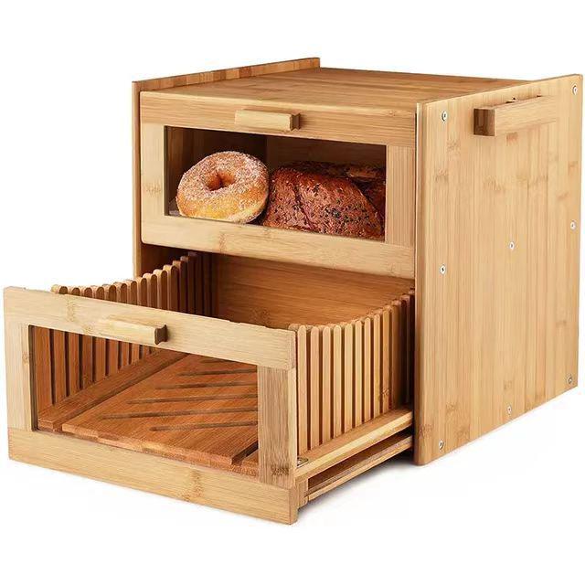 Double-Layer Kitchen Bread Box: Large Capacity, Dustproof Storage Bin