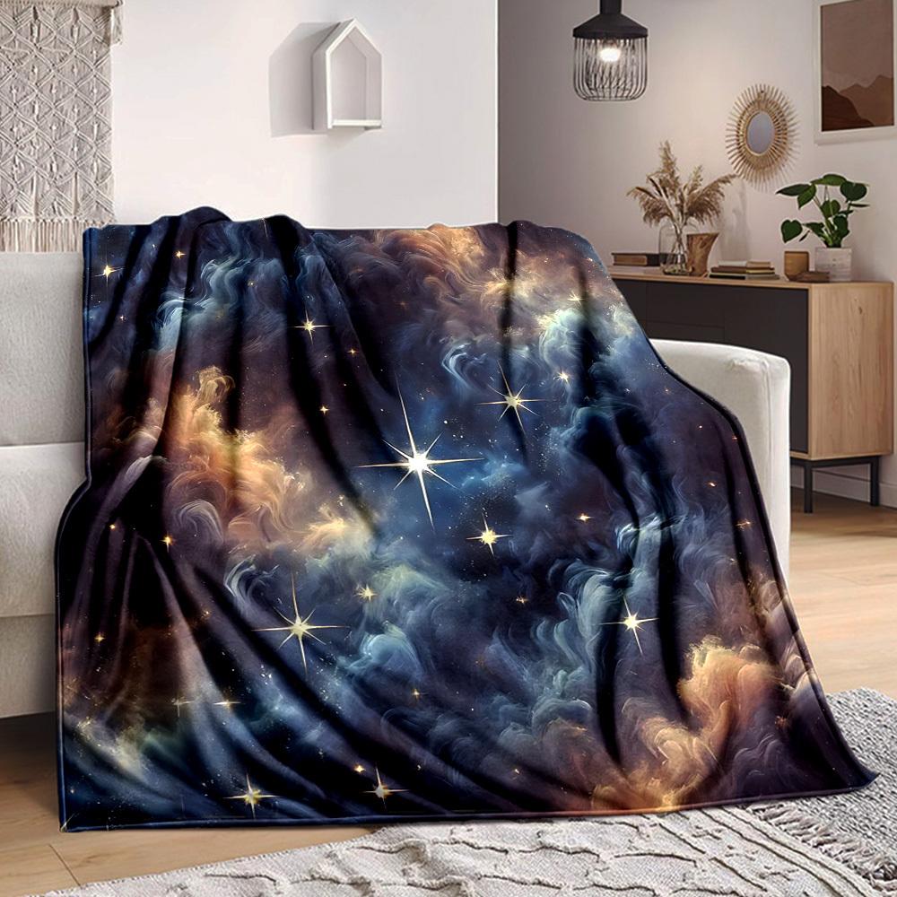 1pc Galaxy Nebula Blanket, Lightweight Flannel Throw Blanket For Sofa, Bed, Travel, Camping, Living Room, Office, Couch, Chair, And Bed