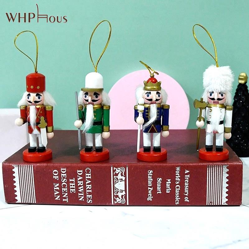 1Pc Christmas Doll Soldier Wood Decoration Made Nutcracker Puppet Desktop Pendants Ornaments For Xmas Tree Party New Year