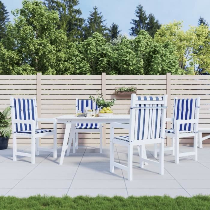 VidaXL Low Back Chair Cushions Set of 4 Blue and White Stripes 361320