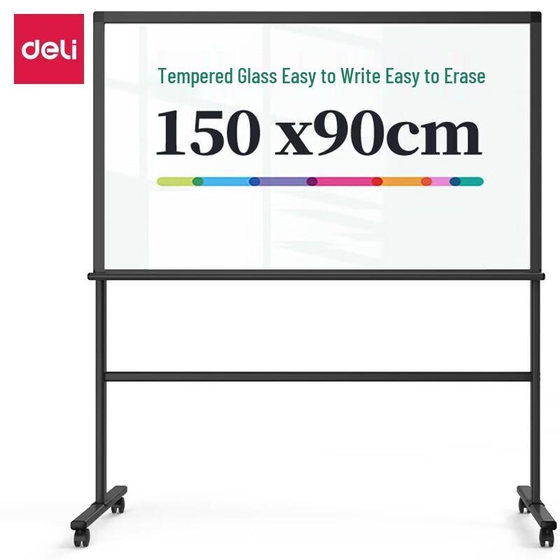 Deli 8737_H Tempered Glass Whiteboard with Stand, 150x90cm