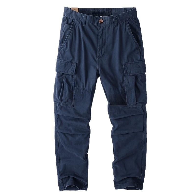 Vintage Work Pants For Men Cotton Cargo Trousers With Multiple Pockets For Casual Wear