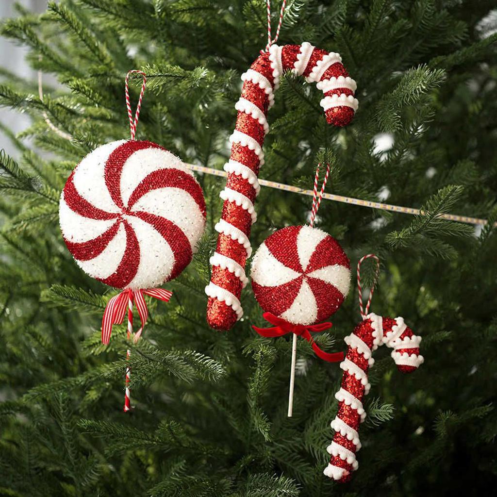 Christmas Lollipop Decorations Hangable Dessert Pendants Realistic Christmas Tree Lollipop Pendant For Home Indoors Garden