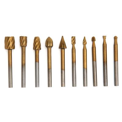 10 Stück Titanbeschichtete HSS-Rotfräser Holzbearbeitung Gravurfräser Elektro-Schleifer Zubehör