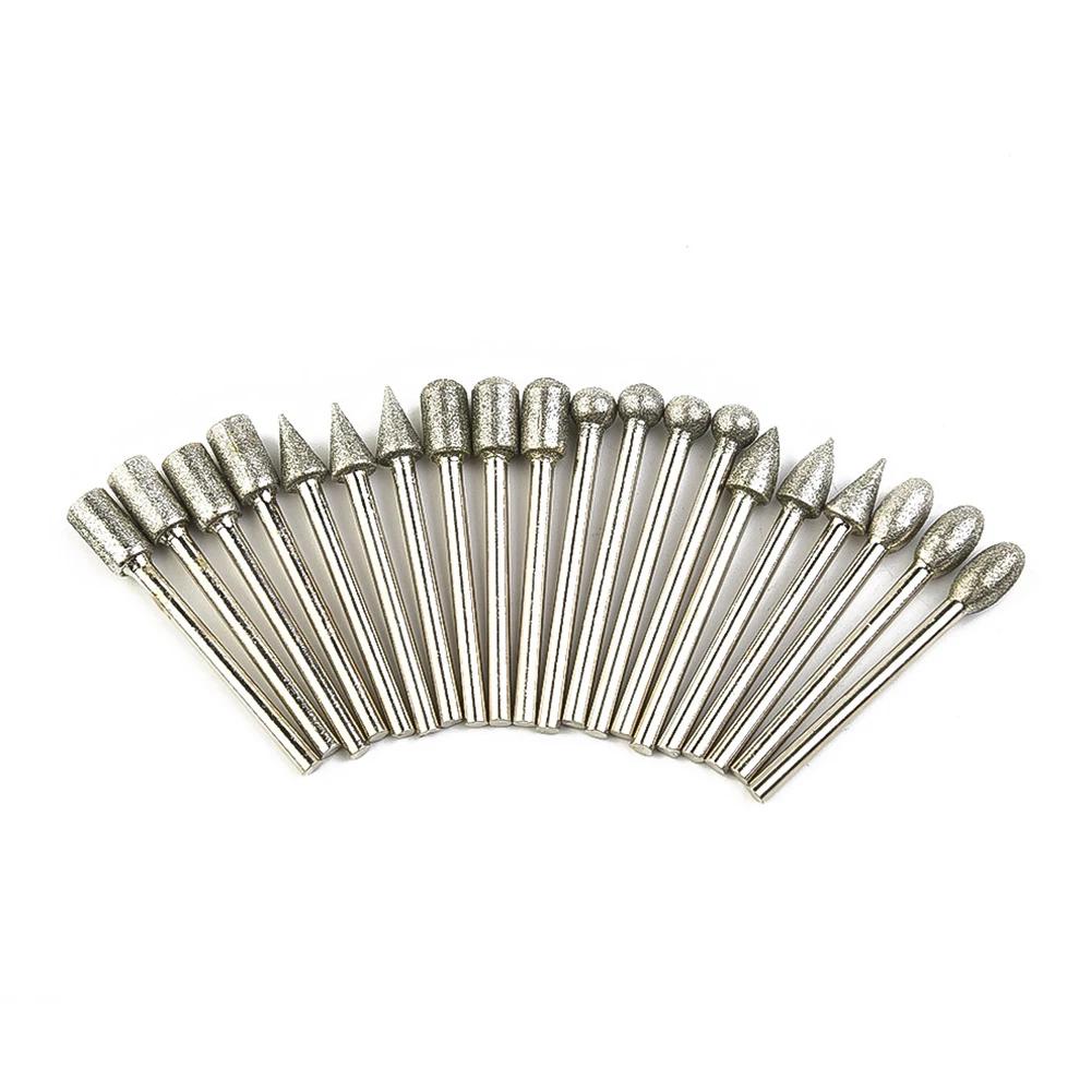 Emery Grinding Burr Set 20pcs 3mm Shank For Rotary Tools Used In Engraving Cutting Polishing Carving And Finishing