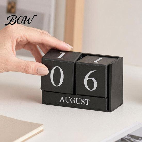 Durable Iron Art Calendar Metal Bird Perpetual Desk Calendar, Frame Desktop Office Accessory with Rotating Flip Month Date Display for Home