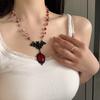 Gothic Spider Crystal Necklace With Geometric Skull Pendant For Halloween And Cosplay