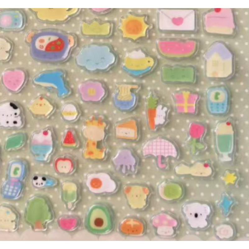 Cute Transparent Cartoon Sushi Burger Stickers for Scrapbook Phone Case Personalized DIY Decoration 1pc Arts Crafts